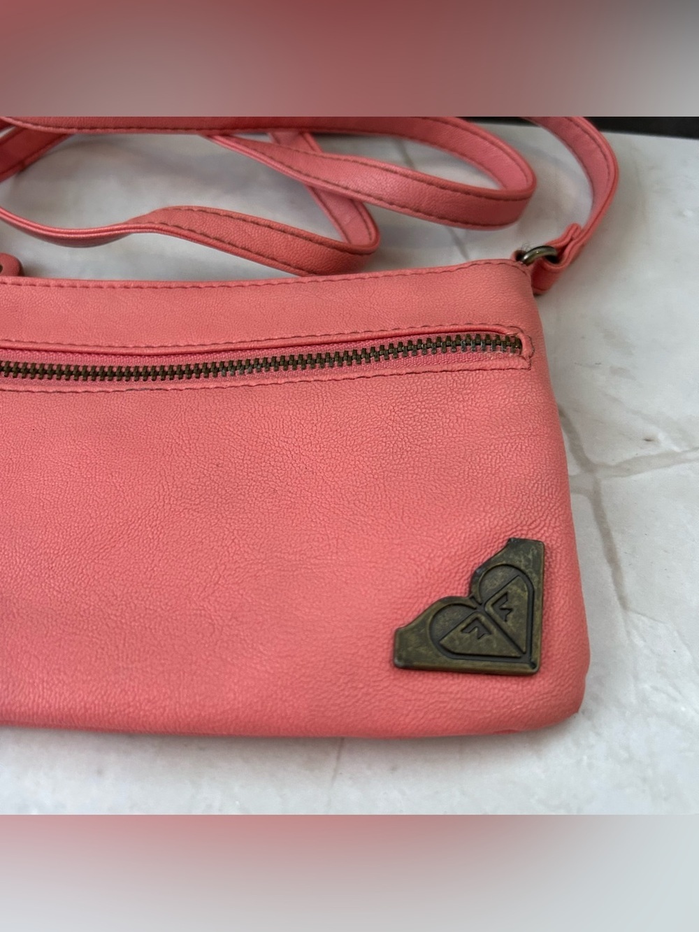 Roxy Coral Pink Crossbody Bag with Front Zip Pocket - Picture 2 of 5